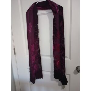 Oscar by Oscar de la Renta Silk Velvet Burnout Scarf 20 x 80 Plum Burgundy NWT